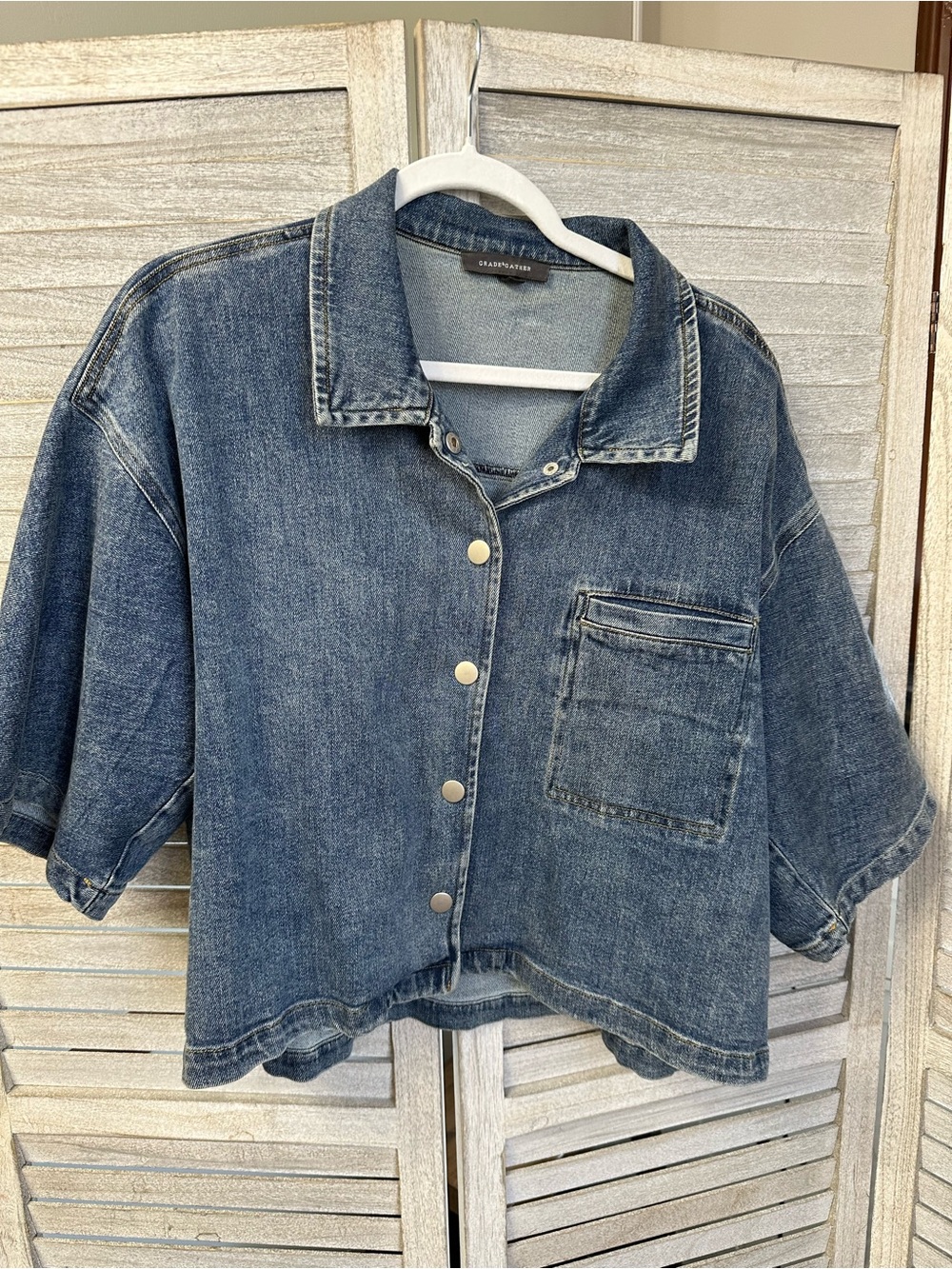Grace and Gather Denim Button-Front jacket in Blue